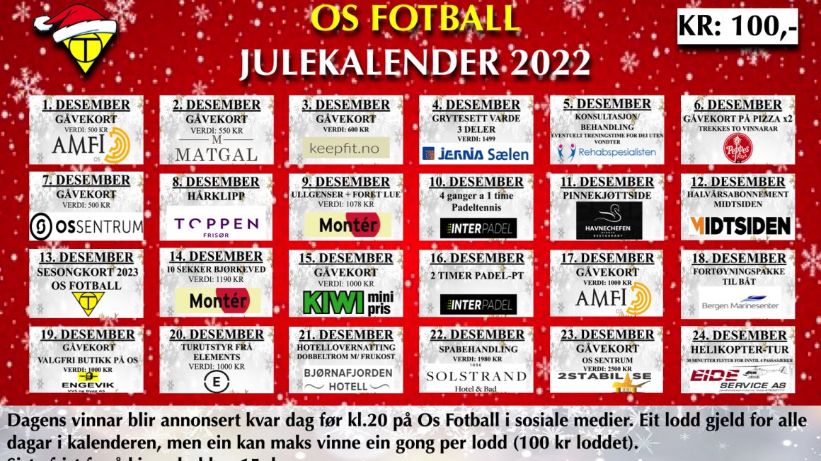 OS FOTBALL JULEKALENDER 2022