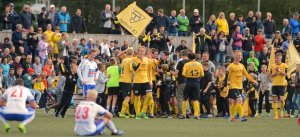 I 2017 blei det målfest på Kuventræ! Os kunne juble for 4-3 siger etter fire skåringar av Christoffer Hafsås (Foto: Hordalandsfotball).